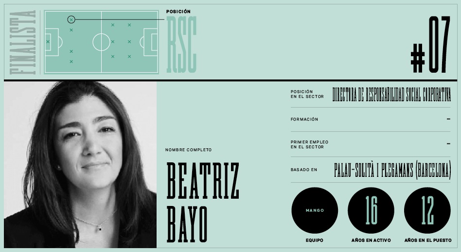 Beatriz Bayo, de Mango, es finalista a mejor directora de RSC de la moda española